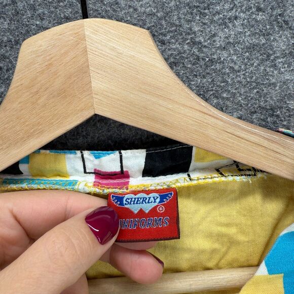 Sherly Scrub Top Women S Small Yellow V-Neck Short Sleeve Pockets Cotton Uniform - Picture 3 of 7